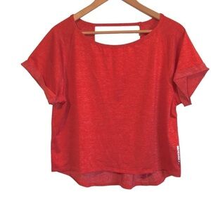 Beach body Low back short sleeve slightly cropped oversize loose fit shirt small